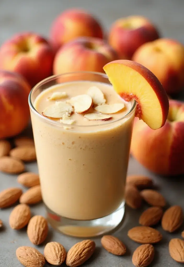 30+ Frozen Peach Smoothie Recipes Bursting with Summer Flavor 131 30+ Frozen Peach Smoothie Recipes Bursting with Summer Flavor - 21. Peach & Almond Smoothie