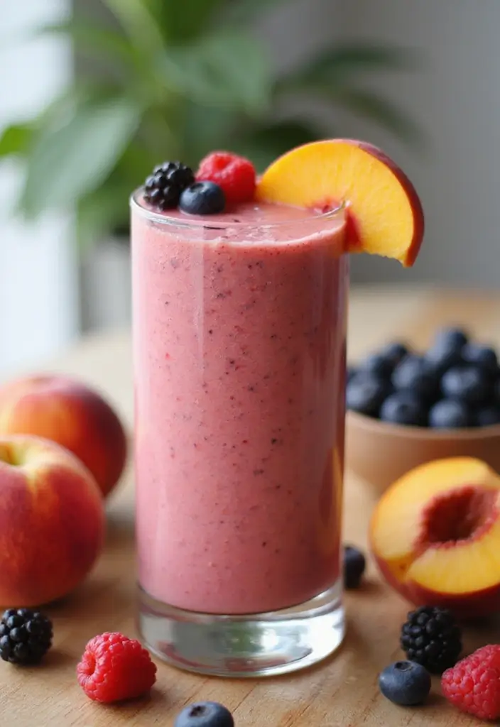 30+ Frozen Peach Smoothie Recipes Bursting with Summer Flavor 143 30+ Frozen Peach Smoothie Recipes Bursting with Summer Flavor - 23. Peach & Berry Protein Smoothie