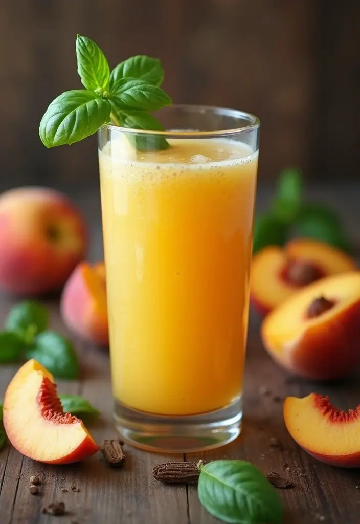 30+ Frozen Peach Smoothie Recipes Bursting with Summer Flavor 148 30+ Frozen Peach Smoothie Recipes Bursting with Summer Flavor - 24. Peach & Basil Smoothie