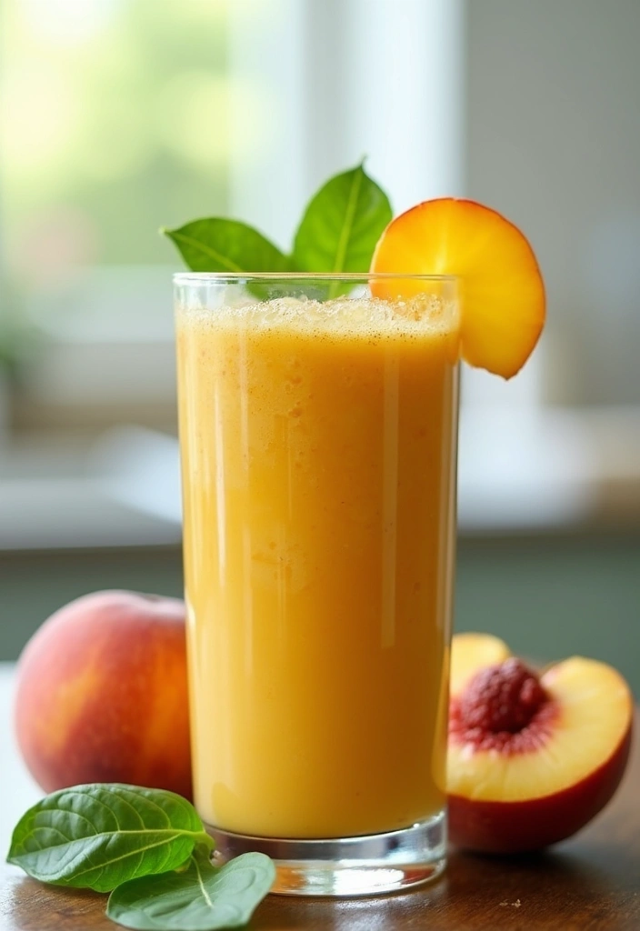 30+ Frozen Peach Smoothie Recipes Bursting with Summer Flavor 181 30+ Frozen Peach Smoothie Recipes Bursting with Summer Flavor - 29. Peach & Green Smoothie
