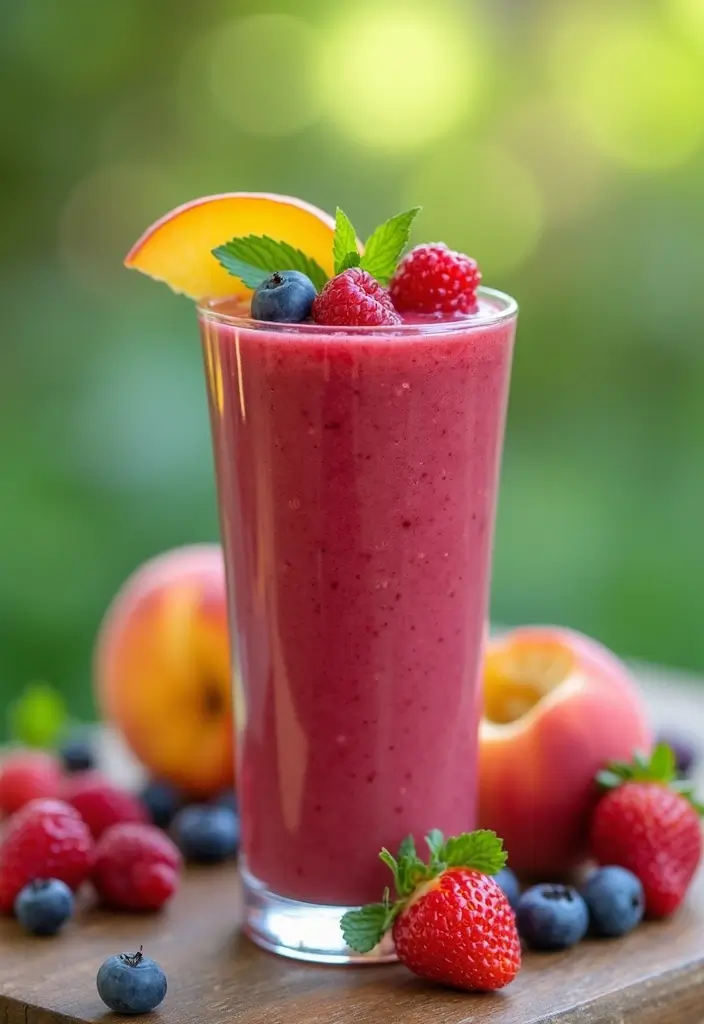 30+ Frozen Peach Smoothie Recipes Bursting with Summer Flavor 22 30+ Frozen Peach Smoothie Recipes Bursting with Summer Flavor - 4. Berry Peach Delight