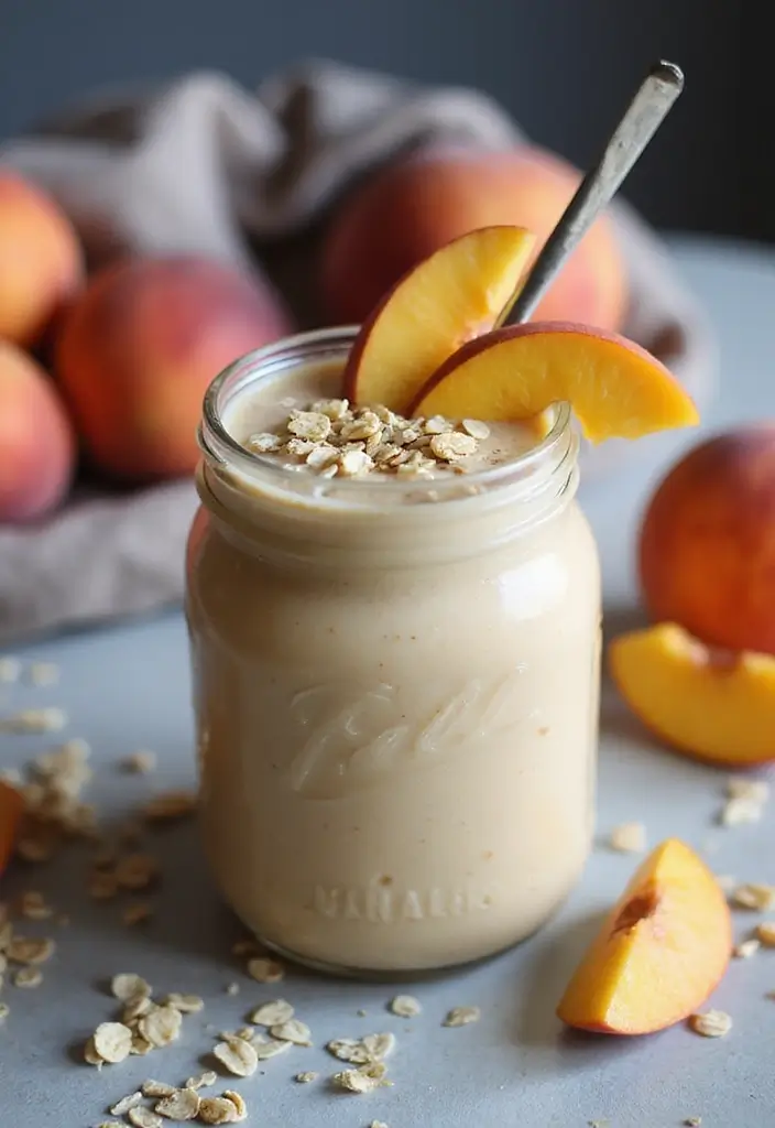 30+ Frozen Peach Smoothie Recipes Bursting with Summer Flavor 36 30+ Frozen Peach Smoothie Recipes Bursting with Summer Flavor - 6. Peach Oatmeal Smoothie