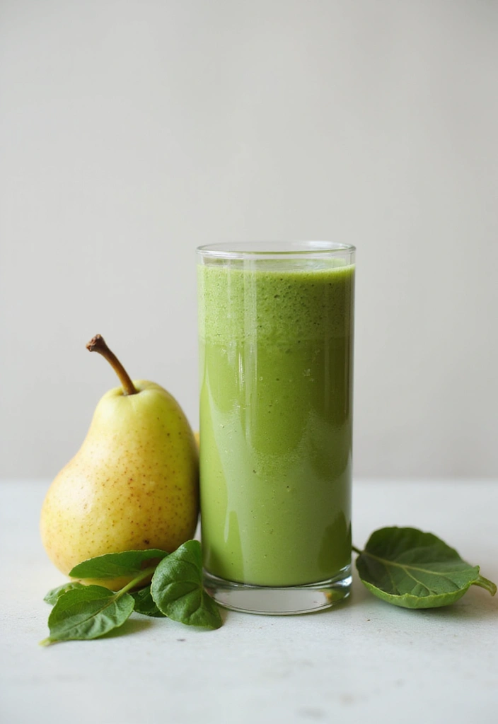 30+ Green Smoothie Recipes for a Healthy Breakfast Every Day 61 30+ Green Smoothie Recipes for a Healthy Breakfast Every Day - 11. Pear and Spinach Smoothie
