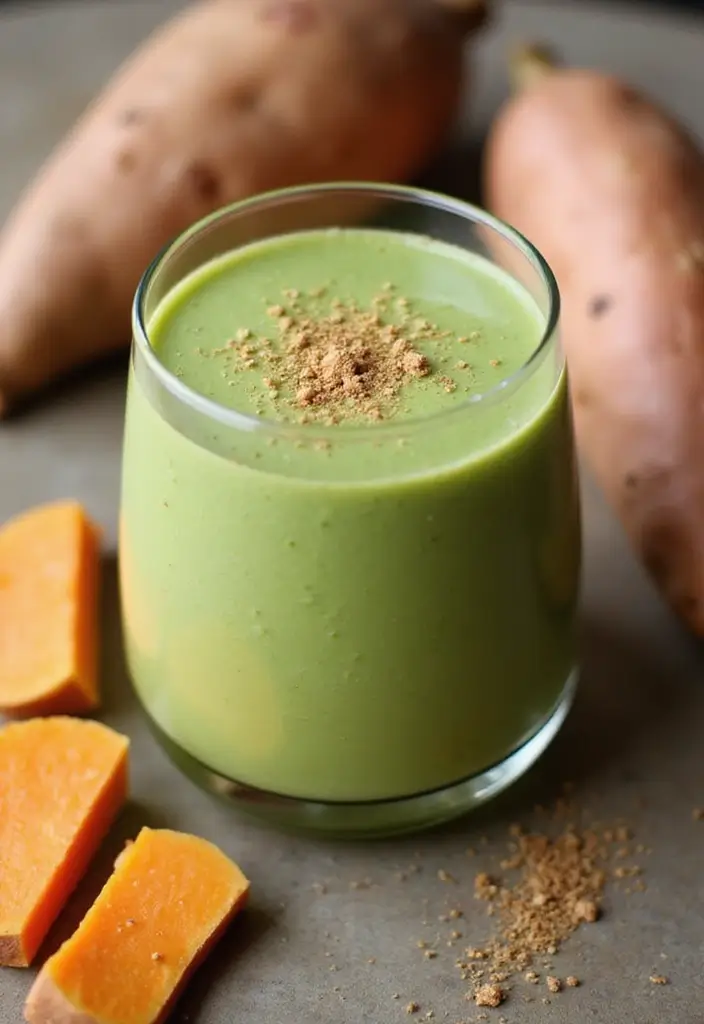 30+ Green Smoothie Recipes for a Healthy Breakfast Every Day 120 30+ Green Smoothie Recipes for a Healthy Breakfast Every Day - 22. Sweet Potato Green Smoothie