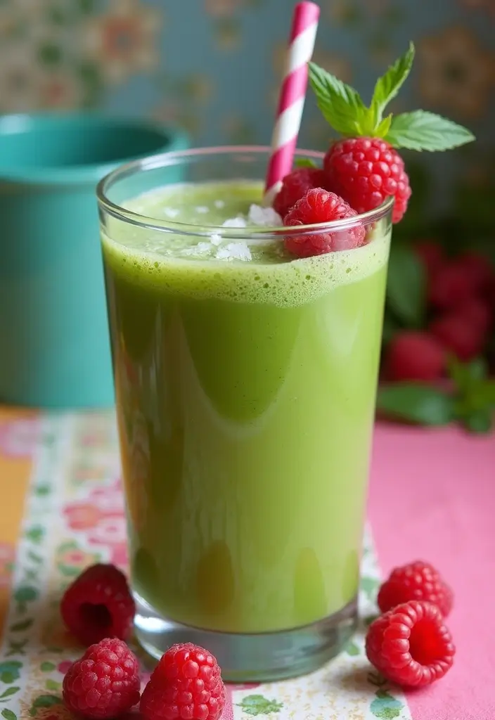 30+ Green Smoothie Recipes for a Healthy Breakfast Every Day 147 30+ Green Smoothie Recipes for a Healthy Breakfast Every Day - 27. Raspberry Coconut Green Smoothie