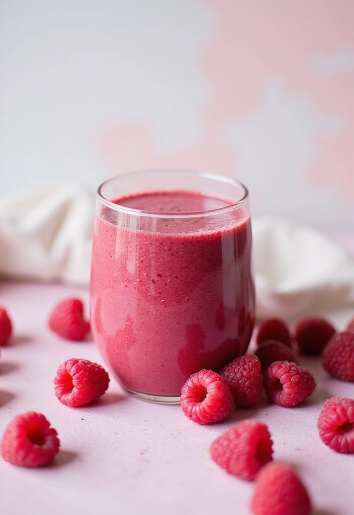 30+ Green Smoothie Recipes for a Healthy Breakfast Every Day 47 30+ Green Smoothie Recipes for a Healthy Breakfast Every Day - 9. Raspberry Kale Smoothie