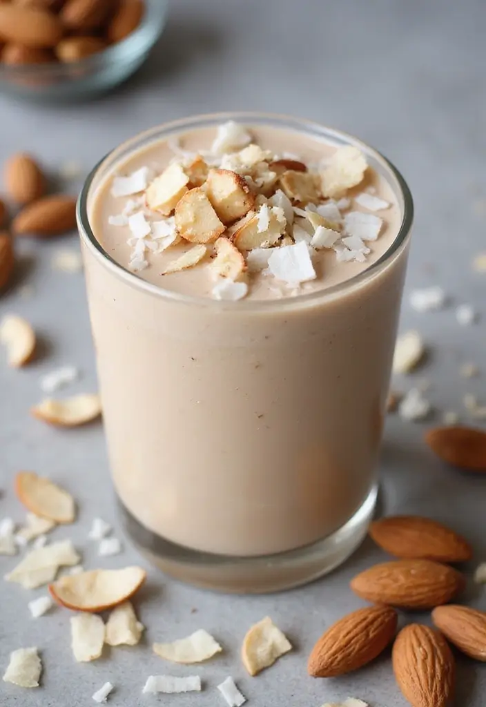 30+ Healthy Dinner Smoothie Recipes That Keep You Full and Satisfied 86 30+ Healthy Dinner Smoothie Recipes That Keep You Full and Satisfied - 14. Almond Joy Smoothie