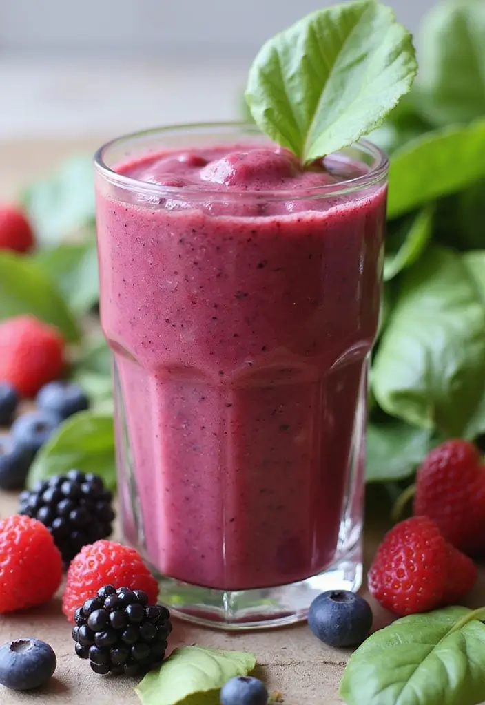 30+ Healthy Dinner Smoothie Recipes That Keep You Full and Satisfied 112 30+ Healthy Dinner Smoothie Recipes That Keep You Full and Satisfied - 18. Berry Spinach Smoothie