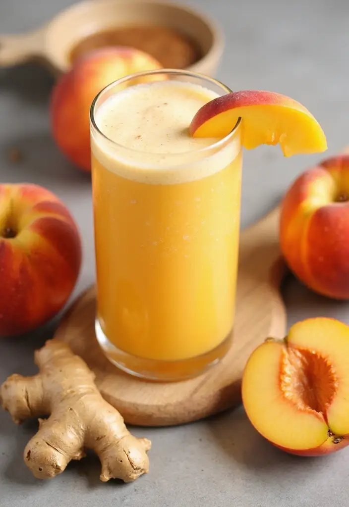 30+ Healthy Dinner Smoothie Recipes That Keep You Full and Satisfied 131 30+ Healthy Dinner Smoothie Recipes That Keep You Full and Satisfied - 21. Ginger Peach Smoothie