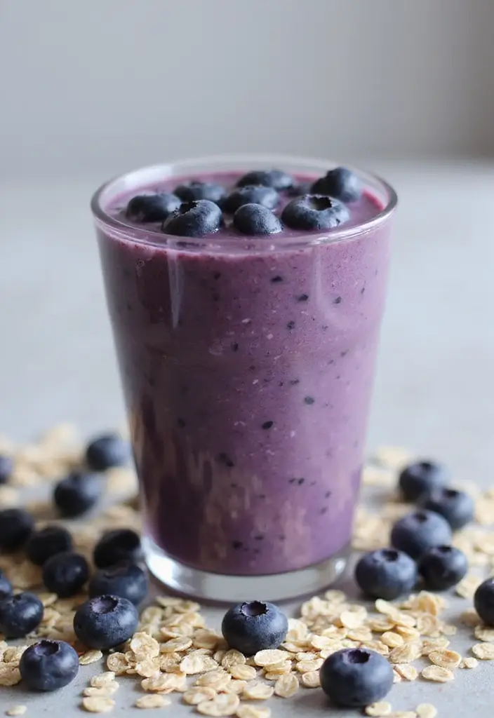 30+ Healthy Dinner Smoothie Recipes That Keep You Full and Satisfied 150 30+ Healthy Dinner Smoothie Recipes That Keep You Full and Satisfied - 24. Blueberry Oat Smoothie