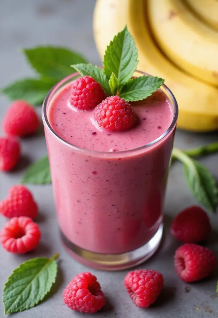 30+ Healthy Dinner Smoothie Recipes That Keep You Full and Satisfied 157 30+ Healthy Dinner Smoothie Recipes That Keep You Full and Satisfied - 25. Raspberry Banana Smoothie