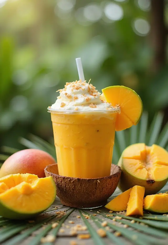 30+ Ice Cream Smoothie Recipes That Are Surprisingly Healthy 8 30+ Ice Cream Smoothie Recipes That Are Surprisingly Healthy - 2. Tropical Mango Coconut Bliss