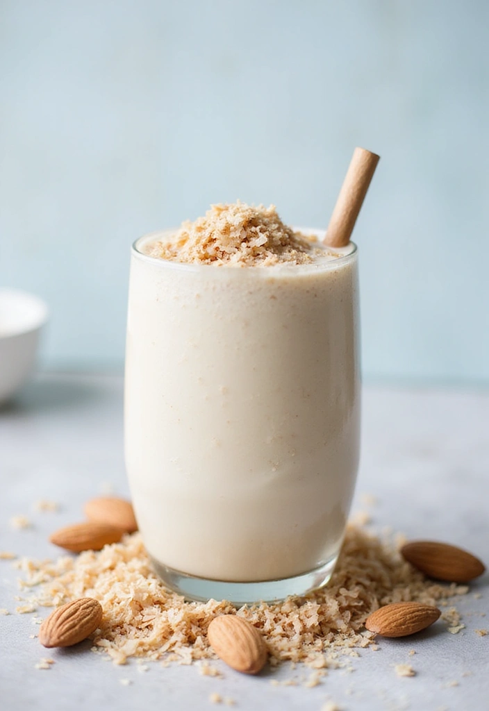 30+ Protein Smoothie Recipes without Banana for a Smooth Texture 73 30+ Protein Smoothie Recipes without Banana for a Smooth Texture - 12. Coconut Almond Protein Smoothie