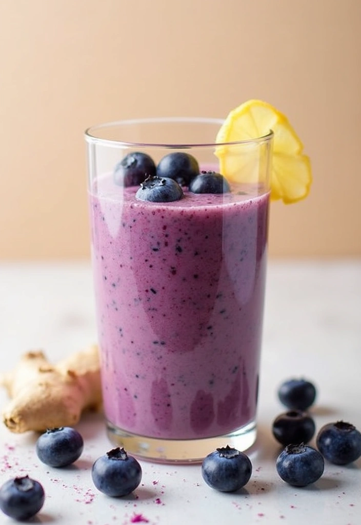 30+ Protein Smoothie Recipes without Banana for a Smooth Texture 111 30+ Protein Smoothie Recipes without Banana for a Smooth Texture - 18. Blueberry Ginger Protein Smoothie