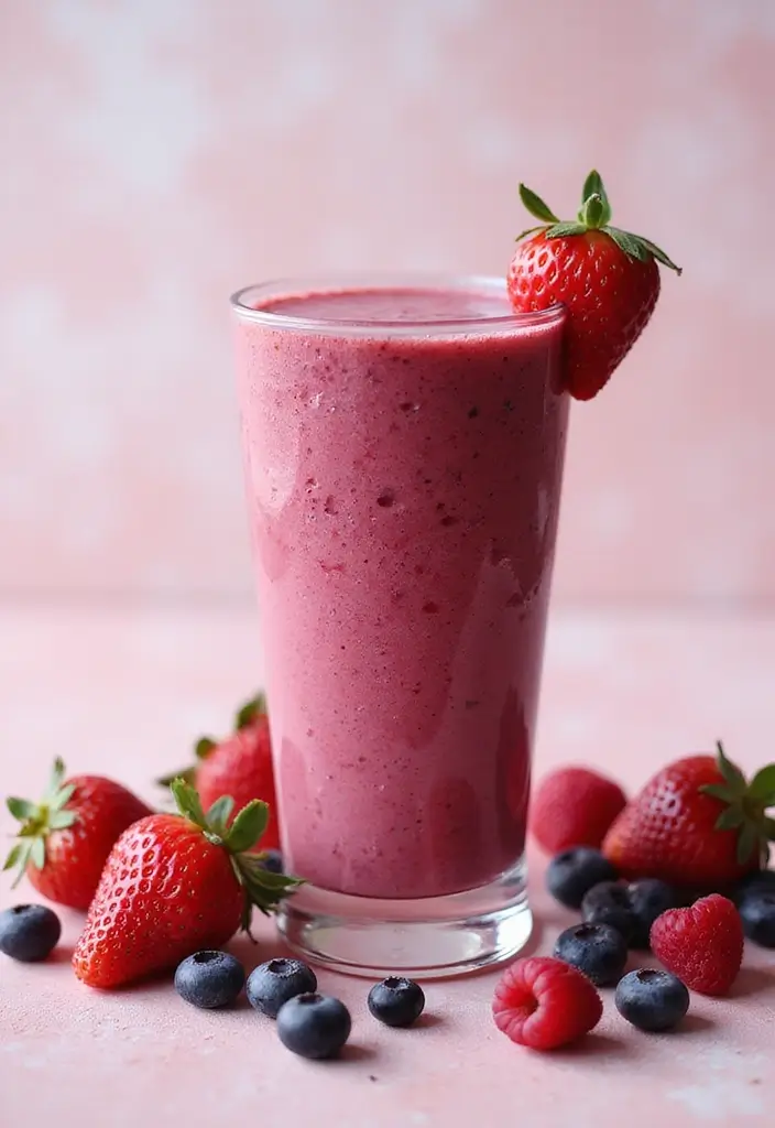 30+ Protein Smoothie Recipes without Banana for a Smooth Texture 8 30+ Protein Smoothie Recipes without Banana for a Smooth Texture - 2. Berry Blast Protein Smoothie