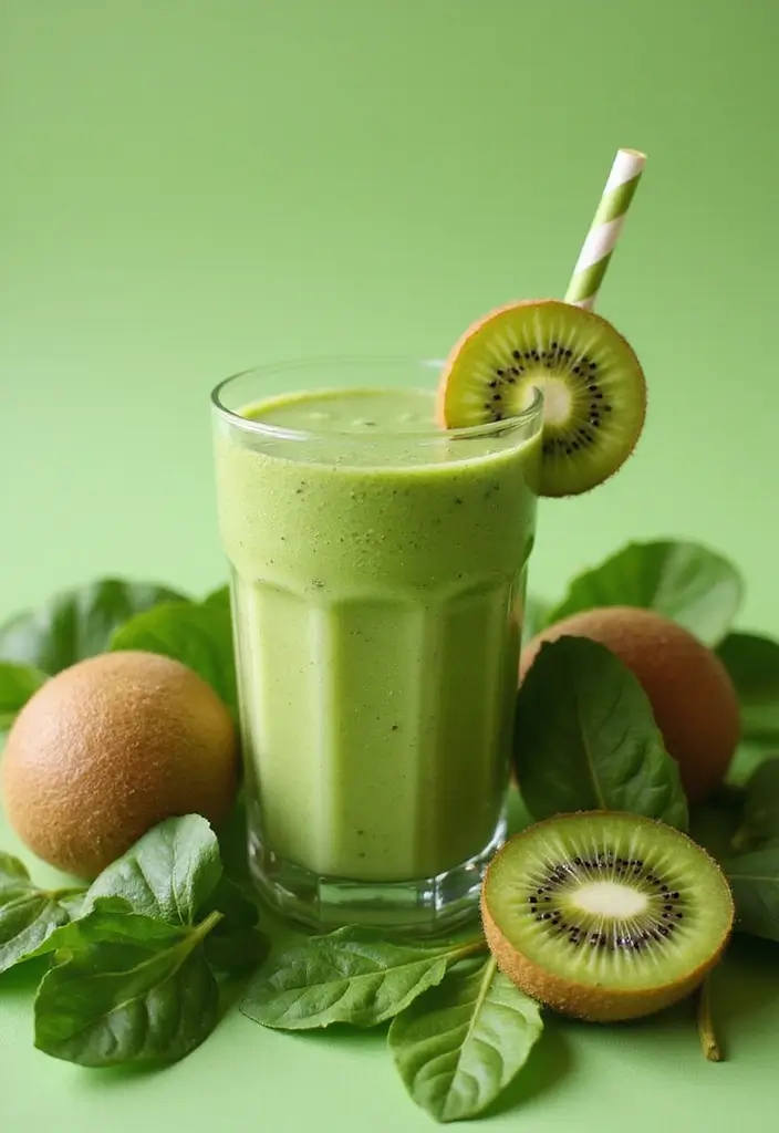 30+ Protein Smoothie Recipes without Banana for a Smooth Texture 130 30+ Protein Smoothie Recipes without Banana for a Smooth Texture - 21. Kiwi Spinach Protein Smoothie