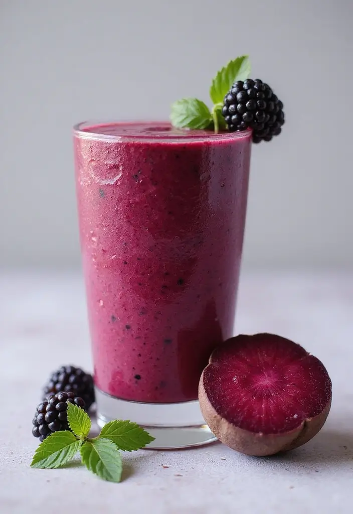 30+ Protein Smoothie Recipes without Banana for a Smooth Texture 170 30+ Protein Smoothie Recipes without Banana for a Smooth Texture - 27. Blackberry Beet Protein Smoothie