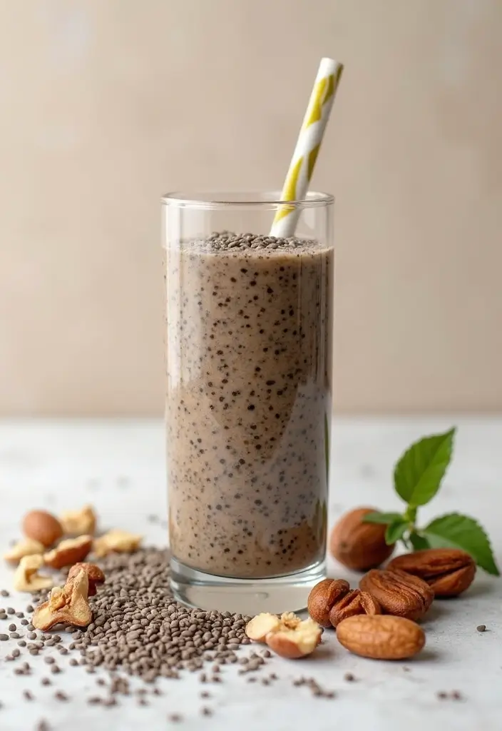 30+ Protein Smoothie Recipes without Banana for a Smooth Texture 47 30+ Protein Smoothie Recipes without Banana for a Smooth Texture - 8. Nutty Chia Seed Protein Smoothie