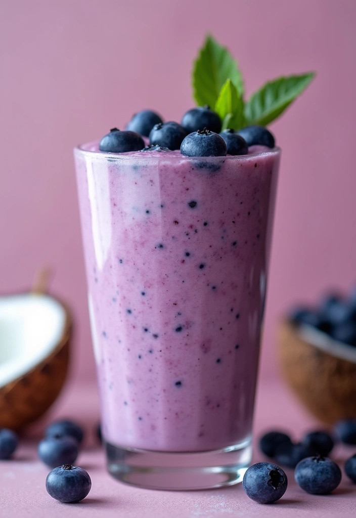 30+ Smoothie Recipes with Cottage Cheese for Extra Protein and Creaminess - 14. Blueberry Coconut Smoothie