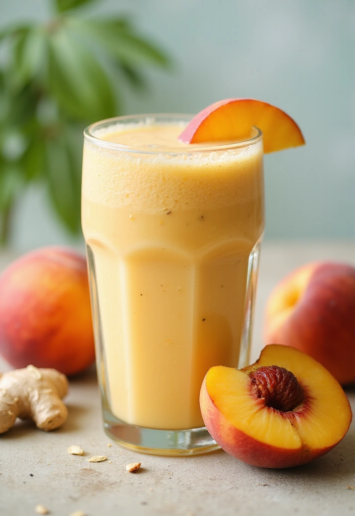 30+ Smoothie Recipes with Cottage Cheese for Extra Protein and Creaminess - 18. Ginger Peach Smoothie