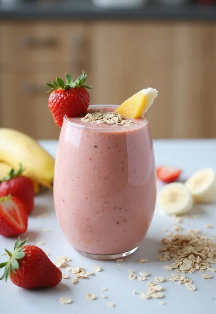 30+ Strawberry Banana Mango Smoothie Recipes for Tropical Flavor 98 30+ Strawberry Banana Mango Smoothie Recipes for Tropical Flavor - 16. Strawberry Banana Mango Smoothie with Protein Oats
