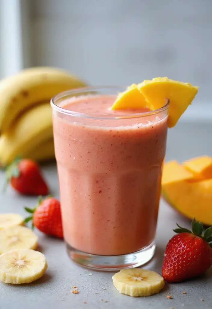 30+ Strawberry Banana Mango Smoothie Recipes for Tropical Flavor 155 30+ Strawberry Banana Mango Smoothie Recipes for Tropical Flavor - 25. Strawberry Banana Mango Smoothie with Ginger
