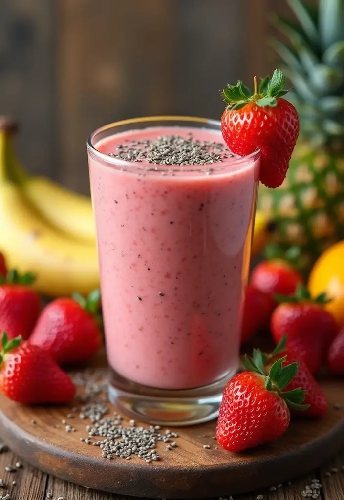 30+ Strawberry Banana Mango Smoothie Recipes for Tropical Flavor 36 30+ Strawberry Banana Mango Smoothie Recipes for Tropical Flavor - 6. Strawberry Mango Banana Chia Seed Smoothie