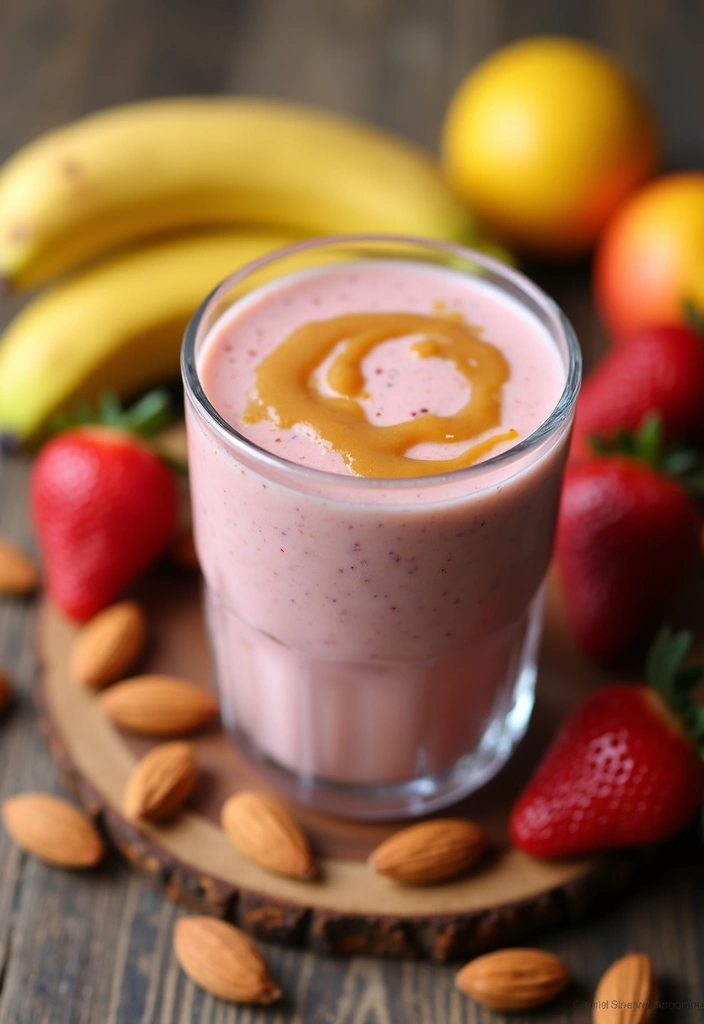 30+ Strawberry Banana Mango Smoothie Recipes for Tropical Flavor 48 30+ Strawberry Banana Mango Smoothie Recipes for Tropical Flavor - 8. Almond Butter Strawberry Banana Mango Smoothie